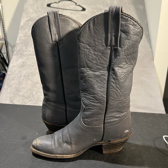 Frye Cowboy Boots Mens 10 D Grey Leather Distressed Western Boots - Picture 8 of 9